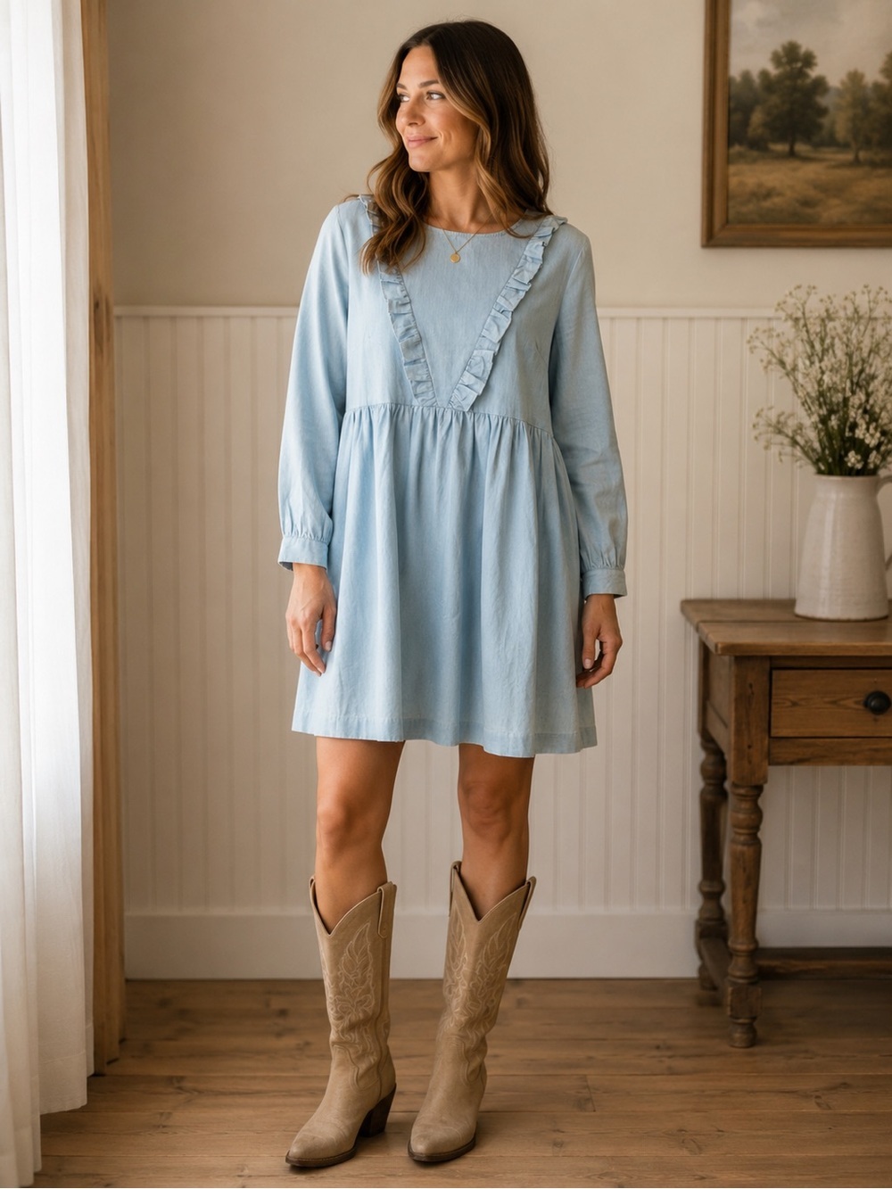 Listicle COTTON Dress Coastal Cowgirl Western Festival Cottagecore Size Large
